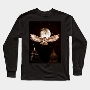 Owl with full moon Long Sleeve T-Shirt